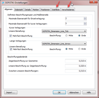 SOFiSTiK Einstellungen