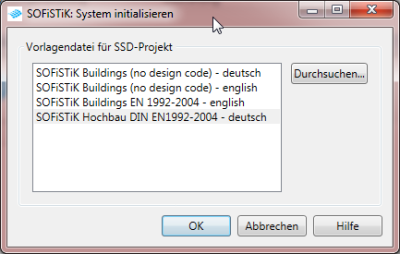 SOFiSTiK: System inialisieren