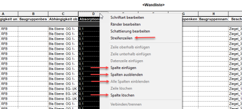 Listenausschnitt